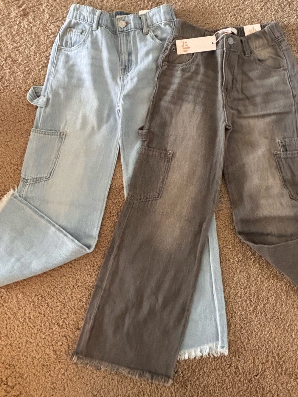 GB girls Two-Pack Cargo Jeans in Light Blue and Gray